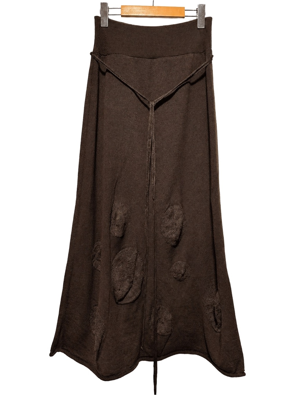 CREA CONCEPT Wool Knit Appliqué Maxi Skirt Lagenlook Artsy Boho Mori
